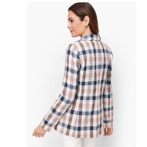 Talbots Plaid Blazer Women’s Size 8 Multicolor Classic Career Jacket Pink Navy